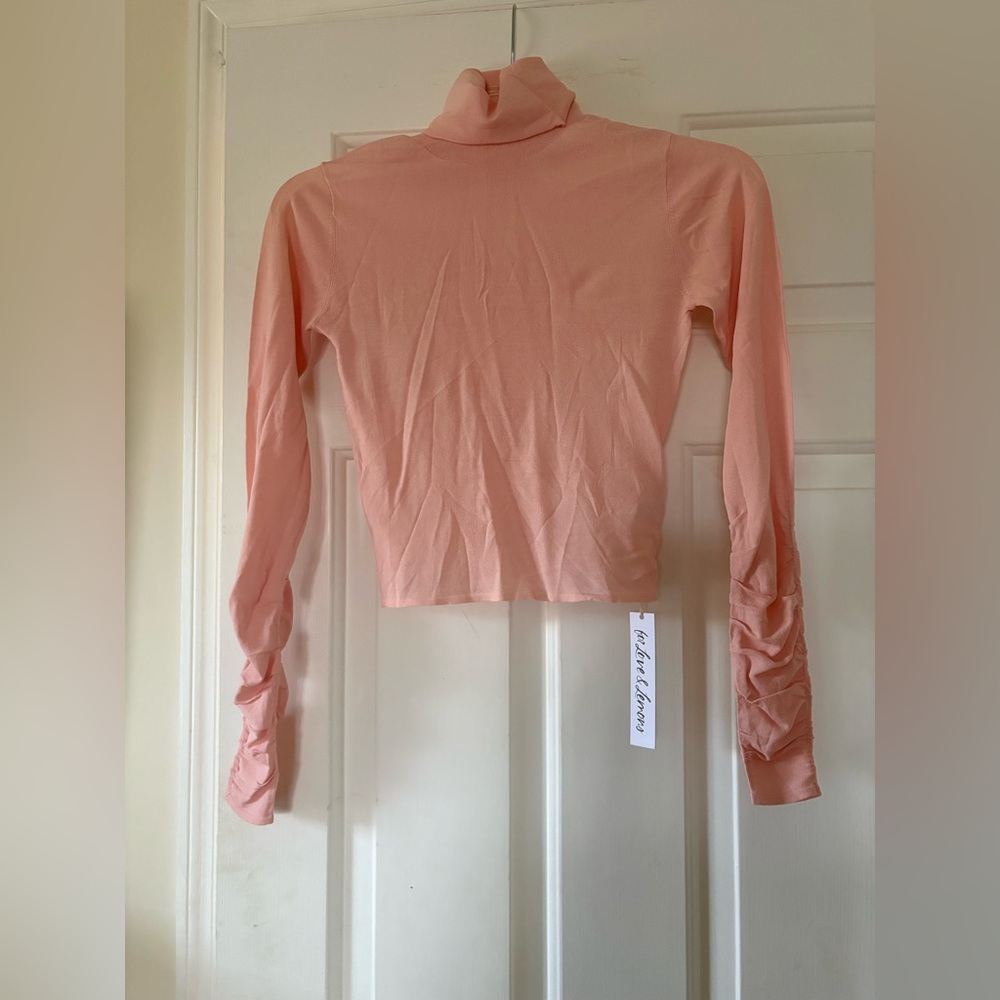 NWT FOR LOVE AND LEMONS Sadie Long Sleeve Turtleneck Pink Sheer Sz XS